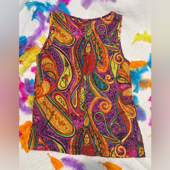 Trina Turk Vibrant Paisley Sleeveless Silk Top NWOT - Picture 3 of 4